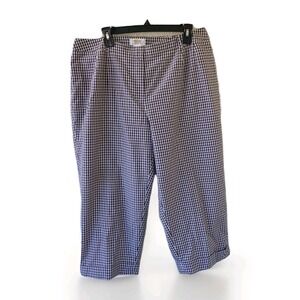 Talbots Woman Petites Silk Brown White‎ Gingham Capri Pants Size 18W